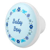 ブルー男の赤ちゃん蝶と花のカスタム セラミックノブ (右)