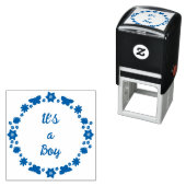 ブルー男の赤ちゃん蝶と花のカスタム セルフインキングスタンプ (インサイチュ)