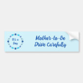 ブルー男の赤ちゃん蝶と花のカスタム バンパーステッカー (正面)