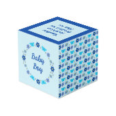 ブルー男の赤ちゃん蝶と花のカスタム フォトキューブ (裏面アングル)