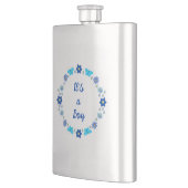 ブルー男の赤ちゃん蝶と花のカスタム フラスク (左)