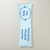 ブルー男の赤ちゃん蝶と花のカスタム ボディピロー (裏面 (縦))