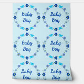 ブルー男の赤ちゃん蝶と花のカスタム 壁紙 (ほどく)