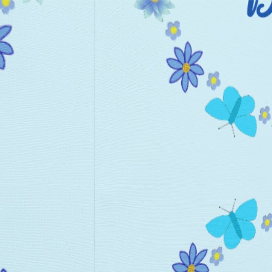 ブルー男の赤ちゃん蝶と花のカスタム 壁紙 (縫い目)