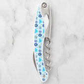 ブルー男の赤ちゃん蝶と花パターン（の模様が）ある ソムリエナイフ (裏面)