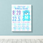 ブルー男の赤ちゃん誕生統計ウォールデコールアート キャンバスプリント (インサイチュ (ウッドフロア))