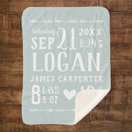 ブルー男の赤ちゃん誕生統計キープサケ シェルパブランケット