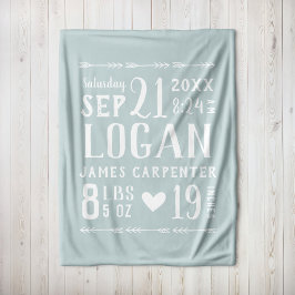 ブルー男の赤ちゃん誕生統計キープサケ フリースブランケット