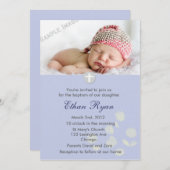 ブルー男の赤ちゃん《キリスト教》洗礼式や命名式招待状 招待状 (正面/裏面)