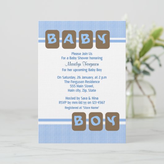 ブルー男の赤ちゃん 招待状 (スタンド正面)