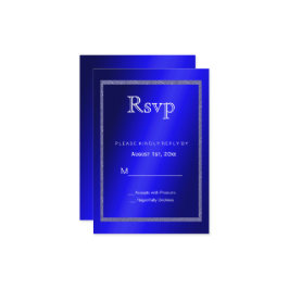 ブルー男らし&グリッターフレーム50誕生日 出欠カード