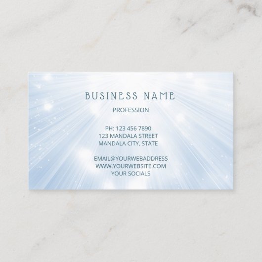 ブルー白熱［赤熱］光を放つターコイズ曼荼羅 名刺 (裏面)