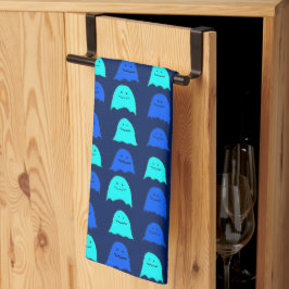 ブルー白熱［赤熱］光を放つハロウィーン幽霊 キッチンタオル