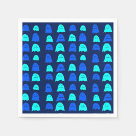 ブルー白熱［赤熱］光を放つハロウィーン幽霊 スタンダードカクテルナプキン