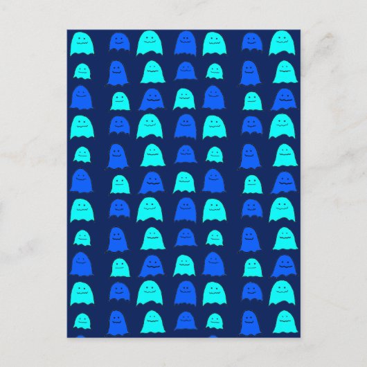 ブルー白熱［赤熱］光を放つハロウィーン幽霊 ポストカード (正面)