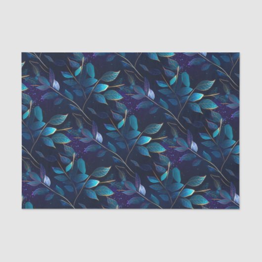 ブルー白熱［赤熱］光を放つ葉ティッシュペーパー 薄葉紙 (正面)