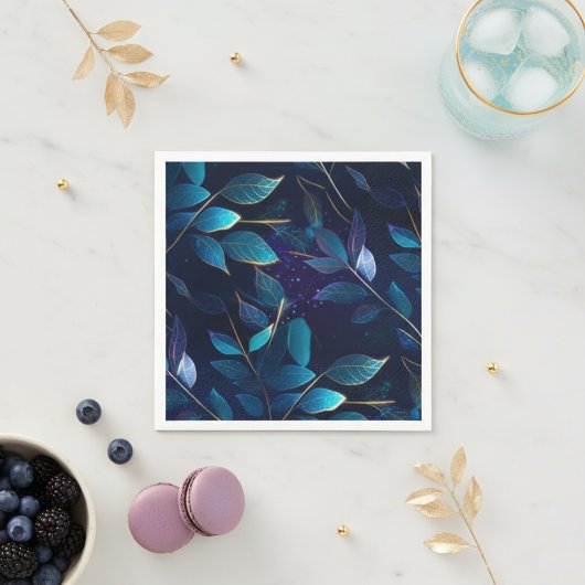 ブルー白熱［赤熱］光を放つ葉紙ナプキンス スタンダードカクテルナプキン