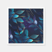 ブルー白熱［赤熱］光を放つ葉紙ナプキンス スタンダードカクテルナプキン (正面)