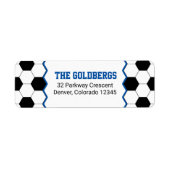 ブルー白黒サッカーボールバー（ユダヤ教の）バル・ミツバー ラベル (正面)