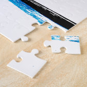 ブルー白黒パームツリーシルエット ジグソーパズル (側面)