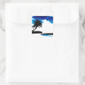 ブルー白黒パームツリーシルエット スクエアシール (バッグ)