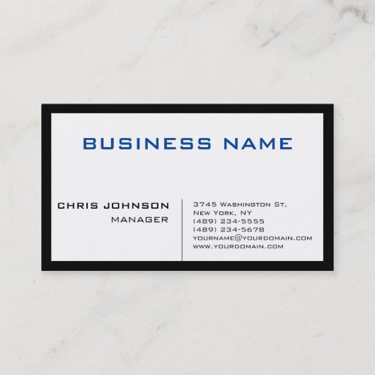 ブルー白黒ユニークシック管理者名刺 名刺 (正面)