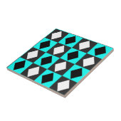 ブルー白黒幾何学的ロムバスダイヤモンド タイル (側面)