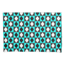 ブルー白黒幾何学的ロムバスダイヤモンド 枕カバー