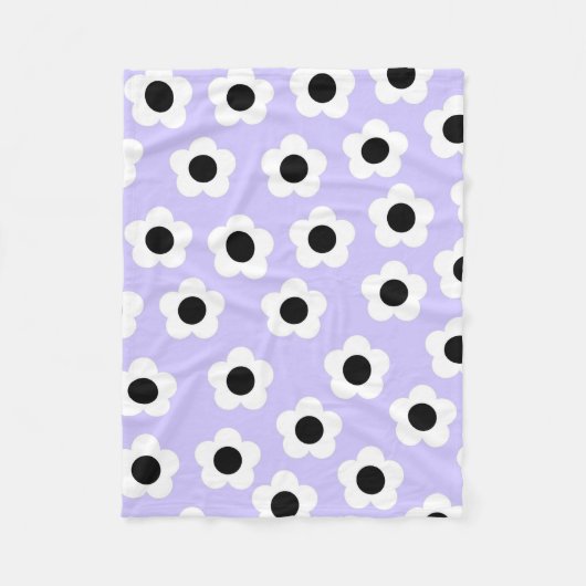 ブルー白黒熱帯フローラ植物学春 フリースブランケット (正面)