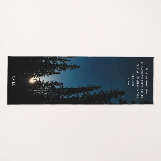 ブルー瞑想感動的引用文ナイトスカイ ヨガマット (正面(横))