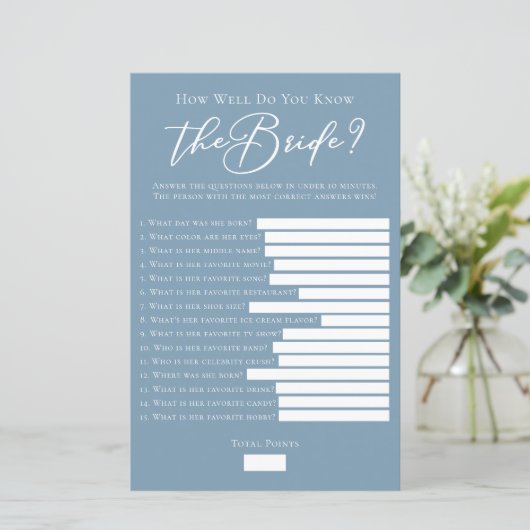 ブルー知っている花嫁のシャワーのゲーム (スタンド正面)