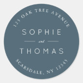 ブルー石板結婚差出人住所 ラウンドシール (正面)