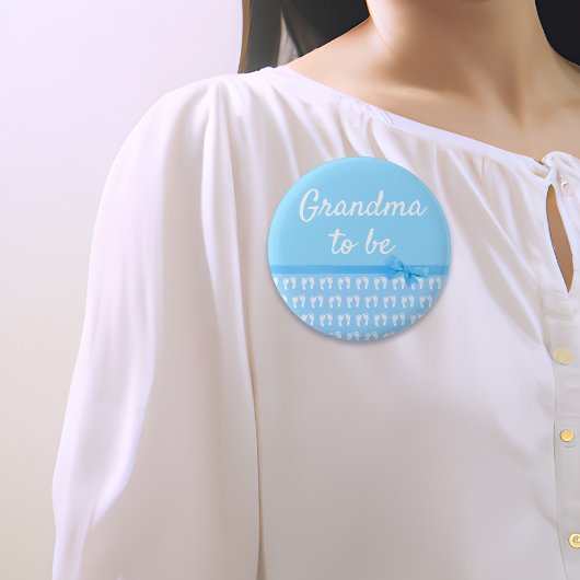 ブルー祖母の足跡になる赤ちゃんシャワーボタン 缶バッジ