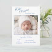 ブルー私たちのプリンスフォトボーイベビー誕生発表 案内状 (スタンド正面)