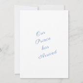 ブルー私たちのプリンスフォトボーイベビー誕生発表 案内状 (裏面)