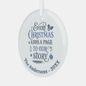ブルー私たちの物語タイポグラフィクリスマス ガラスオーナメント (正面左)