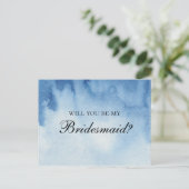 ブルー私の花嫁のメイドになるよ。水モダン色 ポストカード (スタンド正面)