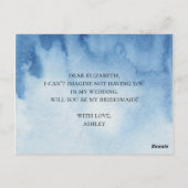 ブルー私の花嫁のメイドになるよ。水モダン色 ポストカード (裏面)