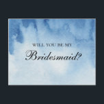 ブルー私の花嫁のメイドになるよ。水モダン色 ポストカード<br><div class="desc">青い水色"あなたは私の花嫁のメイド？"カード。</div>