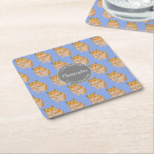 ブルー私はハムスターのハムスターのパターンが大好き スクエアペーパーコースター (アングル)