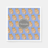 ブルー私はハムスターのハムスターのパターンが大好き スタンダードカクテルナプキン (正面)