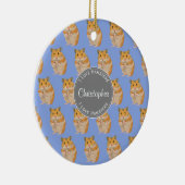 ブルー私はハムスターのハムスターのパターンが大好き セラミックオーナメント (右)