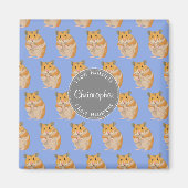 ブルー私はハムスターのハムスターのパターンが大好き マグネット (正面)