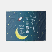 ブルー私は月とバック外宇宙にあなたを愛している フリースブランケット (正面(横))