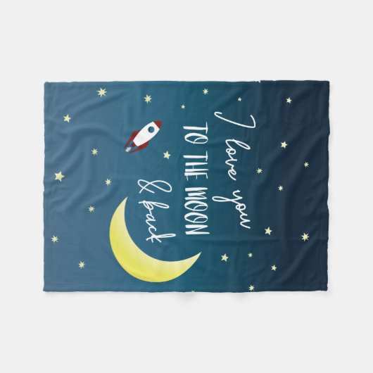 ブルー私は月とバック外宇宙にあなたを愛している フリースブランケット (正面(横))