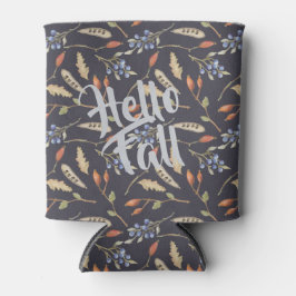 ブルー秋ウッドランド自然パターン 缶クーラー