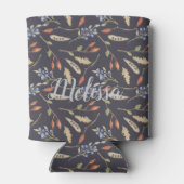 ブルー秋ウッドランド自然パターン 缶クーラー (裏面)