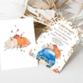 ブルー秋カボチャートラック赤ちゃんシャワー 招待状