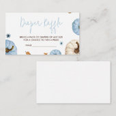 ブルー秋カボチャ赤ちゃんシャワーおむつラッフル エンクロージャーカード (正面/裏面)