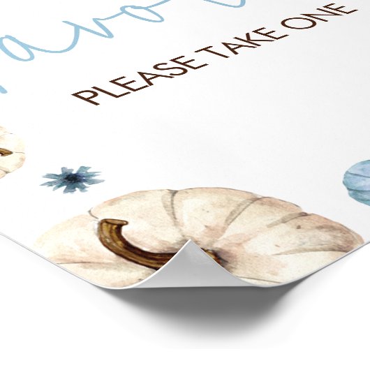 ブルー秋カボチャ赤ちゃんシャワーの好意 ポスター (角)